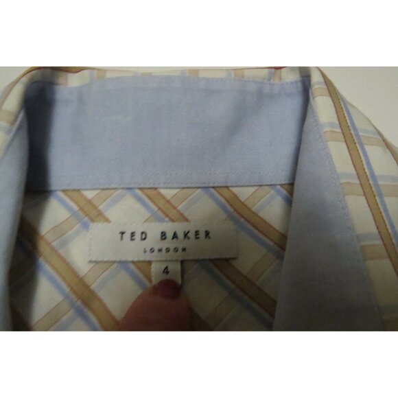 Mens Ted Baker London Button Front Shirt French Cuffs (Size 4 UK) USA Large - Picture 4 of 5